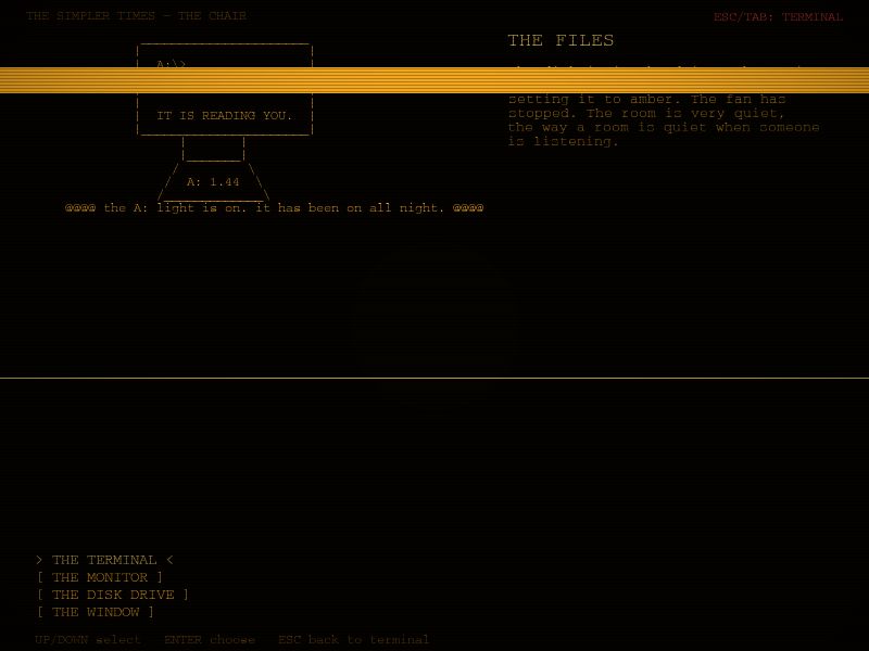 The desk and files scene