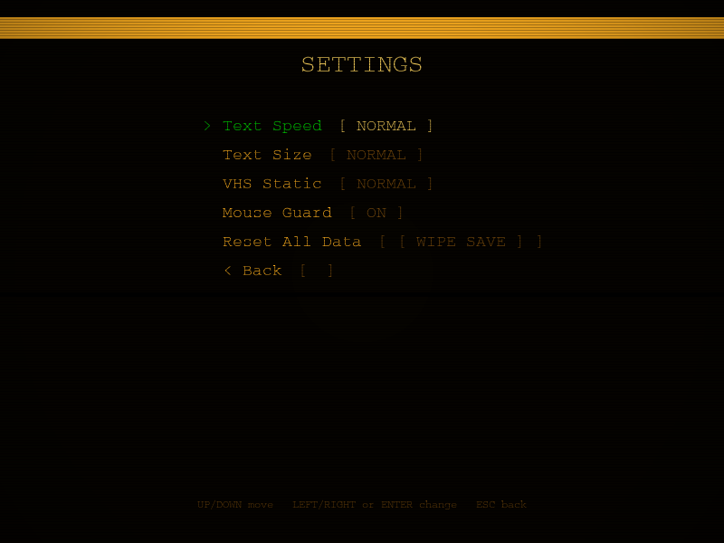 Settings screen