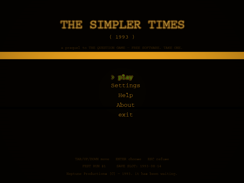 The Simpler Times title screen